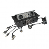 Выдвижная розетка SMART OFFICE ( 2 EURO розетки + HDMI + RJ45 + 2USB + VGA ) черный, GLS