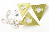 Комплект 3-х галогенных светильников FT9251T "треугольник", 3х20W лампа G4, IP20, блок питания 60W, провода, золото