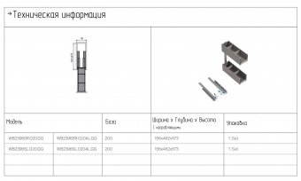 Выдвижная корзина UNIHOPPER MONA в базу 200мм, с алюм боковиной, левая, доводчик, пушечный серый