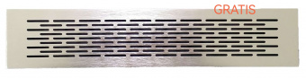 Решетка вентиляционная 400 мм х 80 мм, алюминий браш полированный, серебро, GRATIS