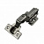 Петля 105° вкладная UNIHOPPER HUTTON с доводчиком, 45 мм, с 3D планкой Н=0, Clip-on, накладки, черный никель