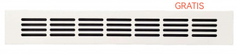 Решетка вентиляционная 400 мм х 60 мм, алюминий, белый RAL9016, GRATIS