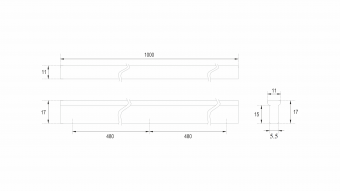 Ручка-профиль L=1000 мм накладная, золото матовое