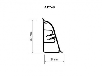 Плинтус для столешниц 37*24*4,2м алюминиевая полоса