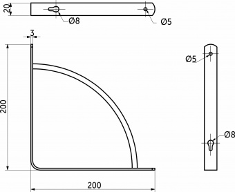 Полкодержатель ORBIT 200*200*20*3, белый